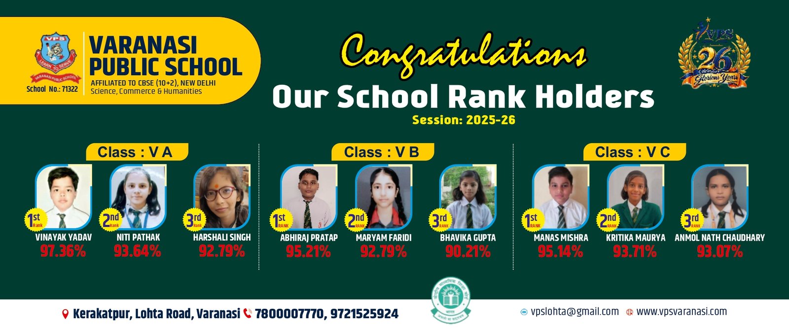 Session:2025-26 Rankers Result Banner 8