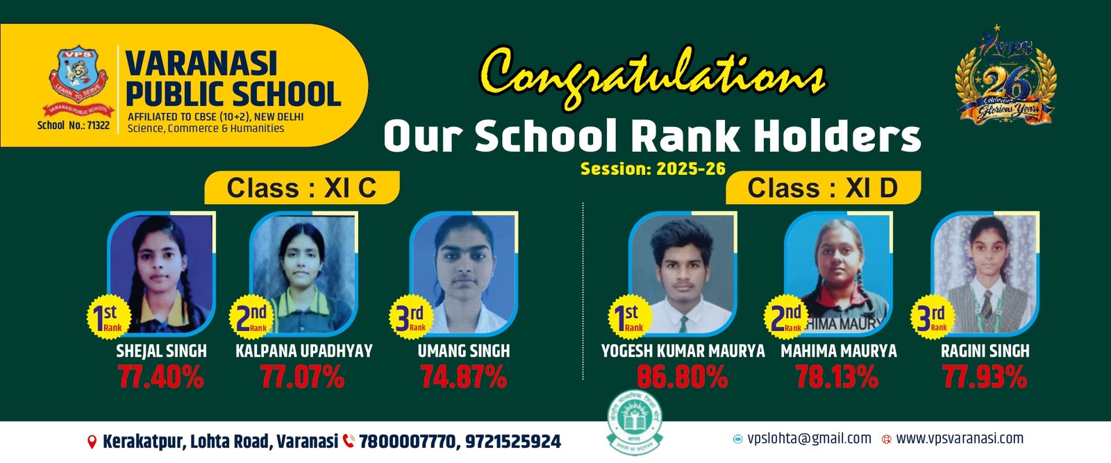 Session:2025-26 Rankers Result Banner 15